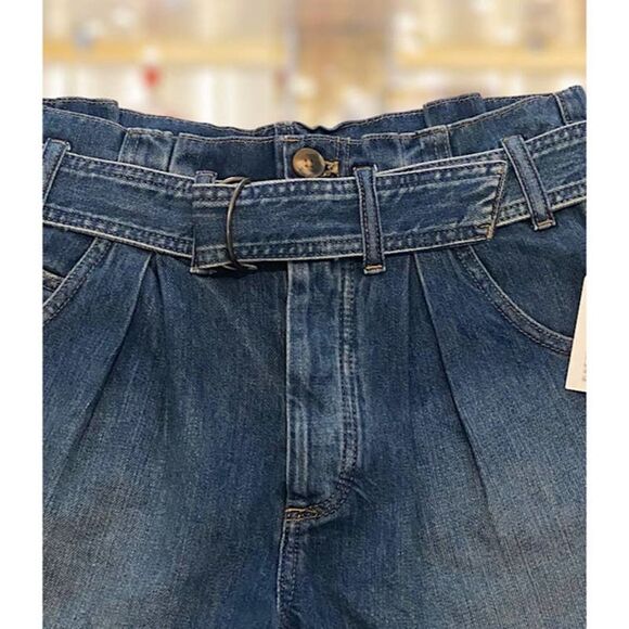 Free People See You Sometimes Cut Off Denim Shorts Livin Blue High Waist S NWT - Picture 2 of 7